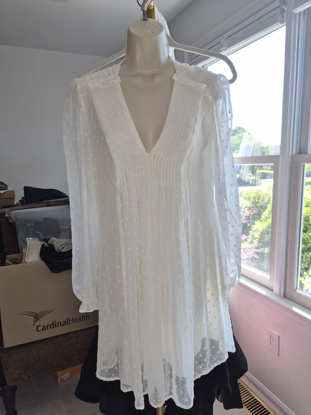Zara White Swiss Dot Mini Dress